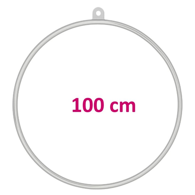 Aerial Hoop 100 cm s provazem a karabinami, stříbrný