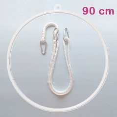 Aerial Hoop 90 cm s provazem a karabinami, bílý