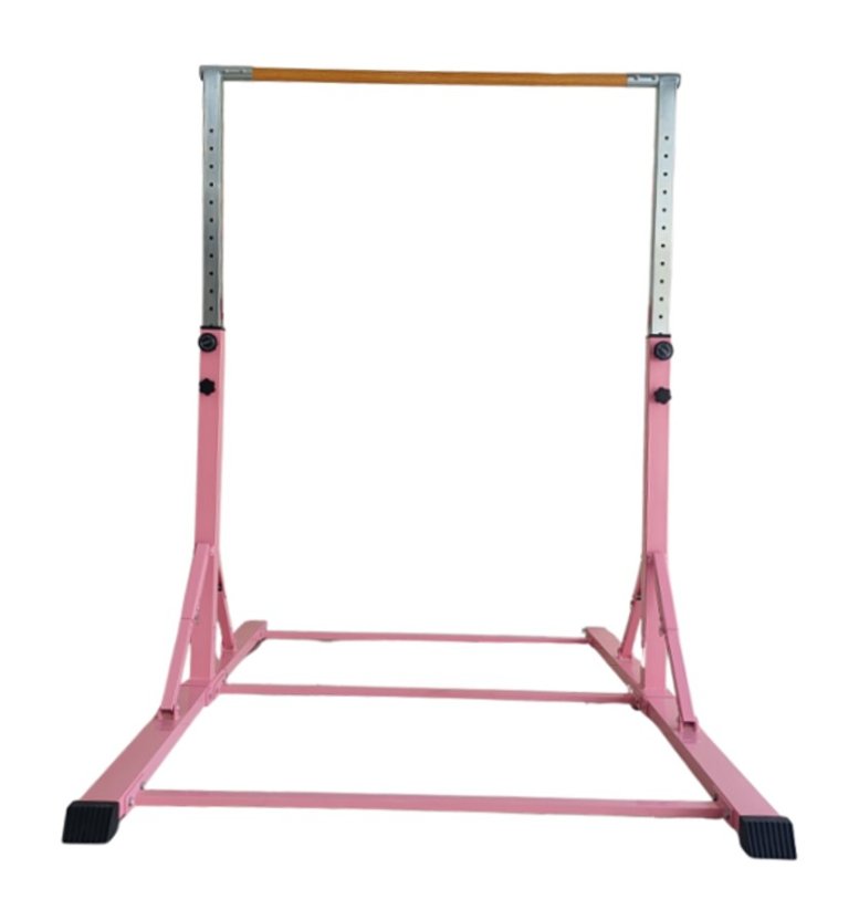 Gymnastická hrazda 120-180 cm skládací RŮŽOVÁ