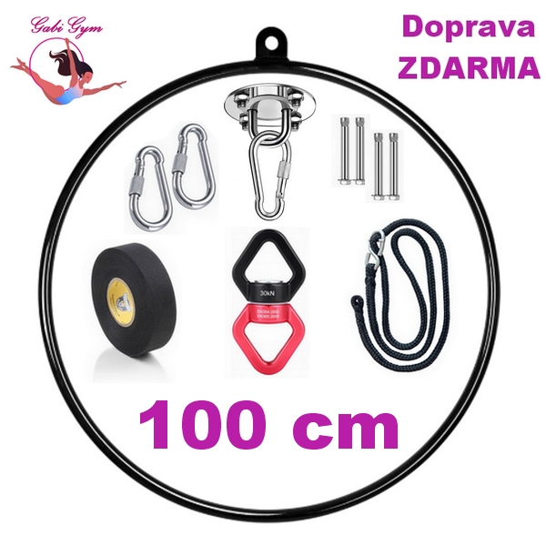Aerial Hoop 100 cm, akrobatický kruh - KOMPLETNÍ SET - kruh s veškerým příslušenstvím