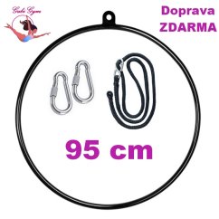 Aerial Hoop 95 cm, akrobatický kruh s úchytem, provazem a karabinami