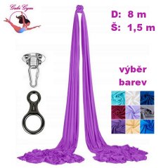Akrobatická šála 8 m, šíře 1,5 m,  vč. osmy, karabiny a strop. háku, výběr z 10 barev, Španělsko