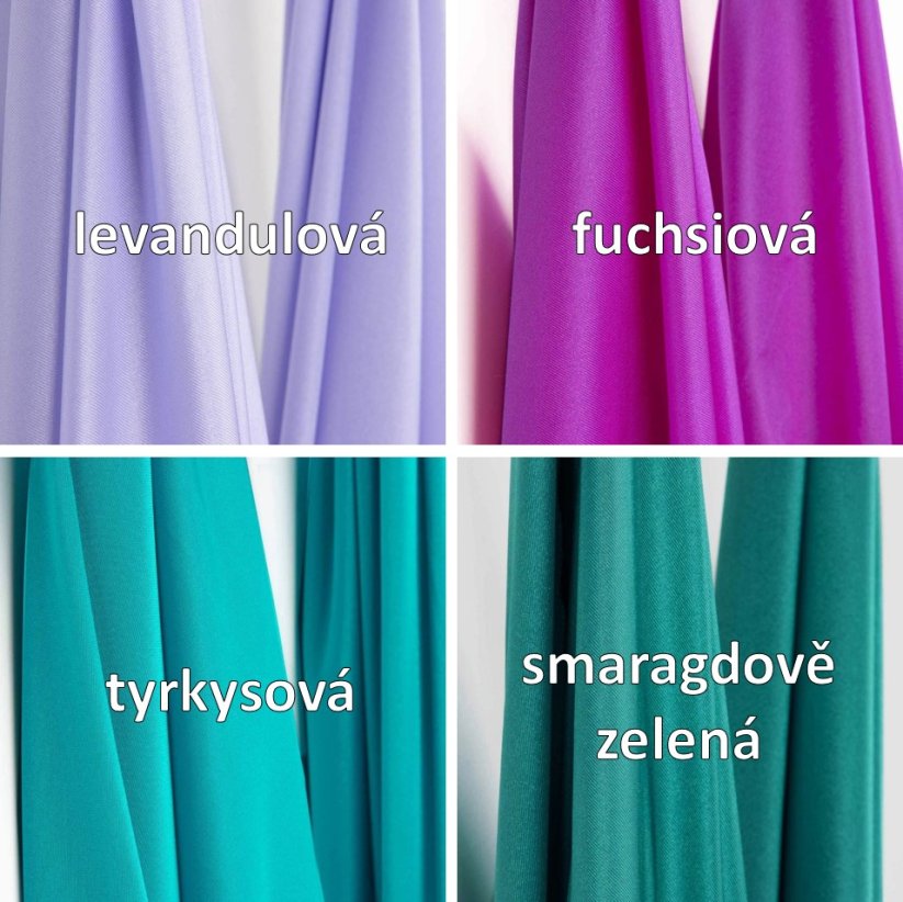 Síť na jógu - Hamaka, šíře 2,5 m, vč. kroužků, karabin a řetízků, 4 barvy - Barva: Levandulová