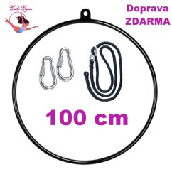 Aerial Hoop 100 cm, akrobatický kruh s úchytem, provazem a karabinami