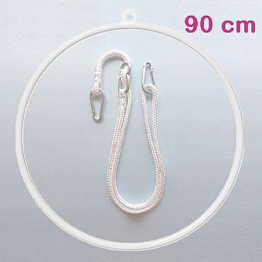 Aerial Hoop 90 cm s provazem a karabinami, bílý