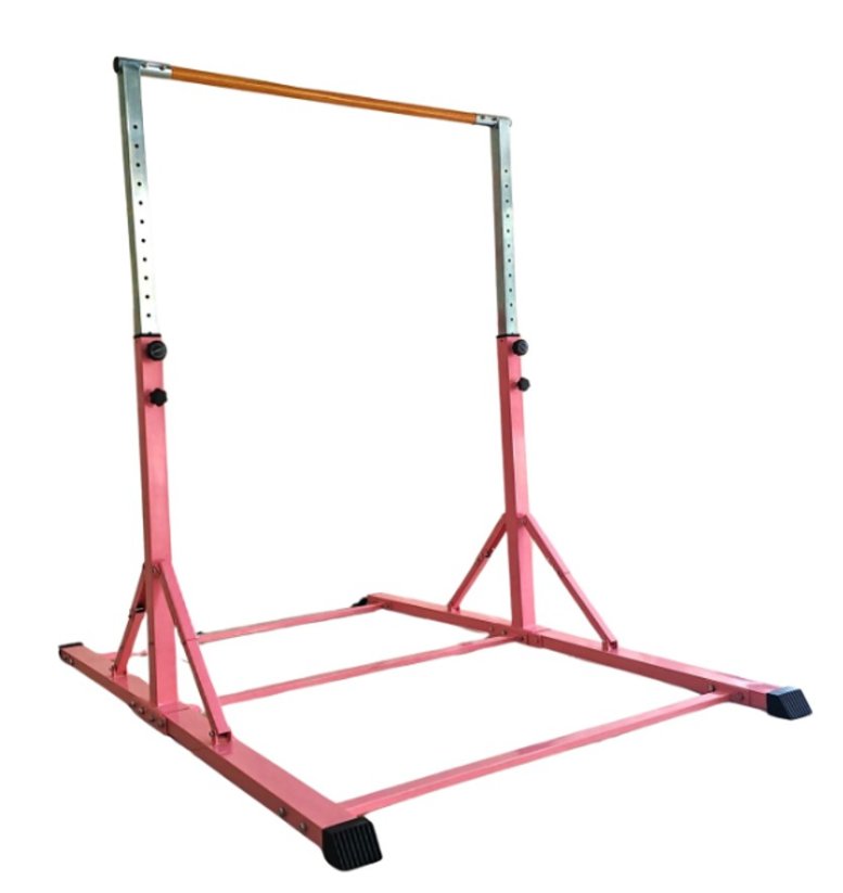 Gymnastická hrazda 120-180 cm skládací RŮŽOVÁ