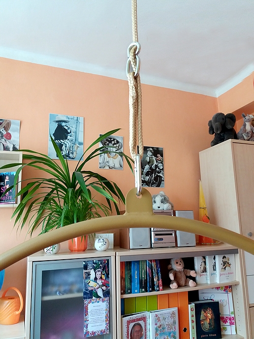 Aerial Hoop 95 cm s provazem a karabinami, zlatý