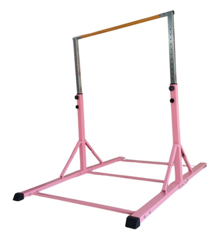 Gymnastická hrazda 120-180 cm skládací RŮŽOVÁ